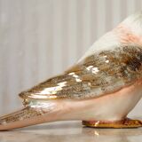 Polychrome & gold ceramic parakeet