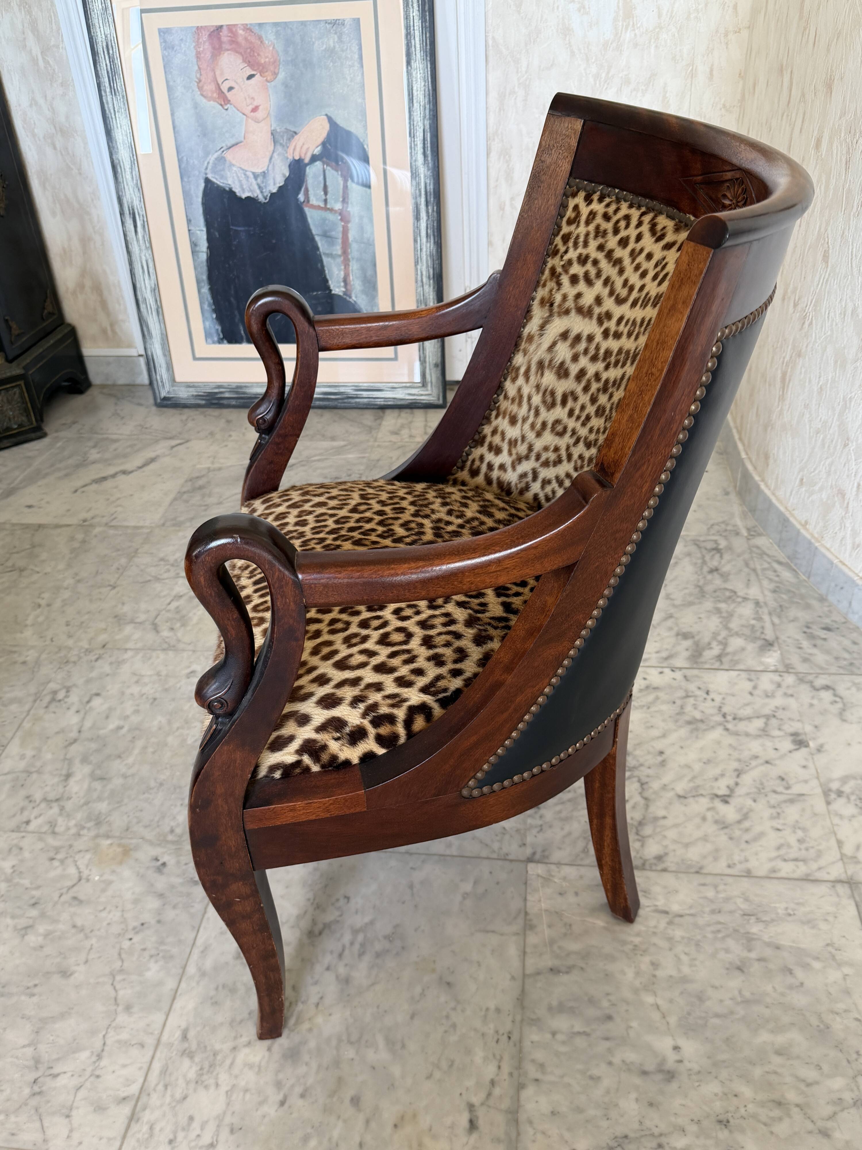 Fauteuil style Empire / Consulat à col de cygne