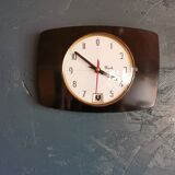 Vintage formica clock rectangular silent wall pendulum "Black transistor flash"
