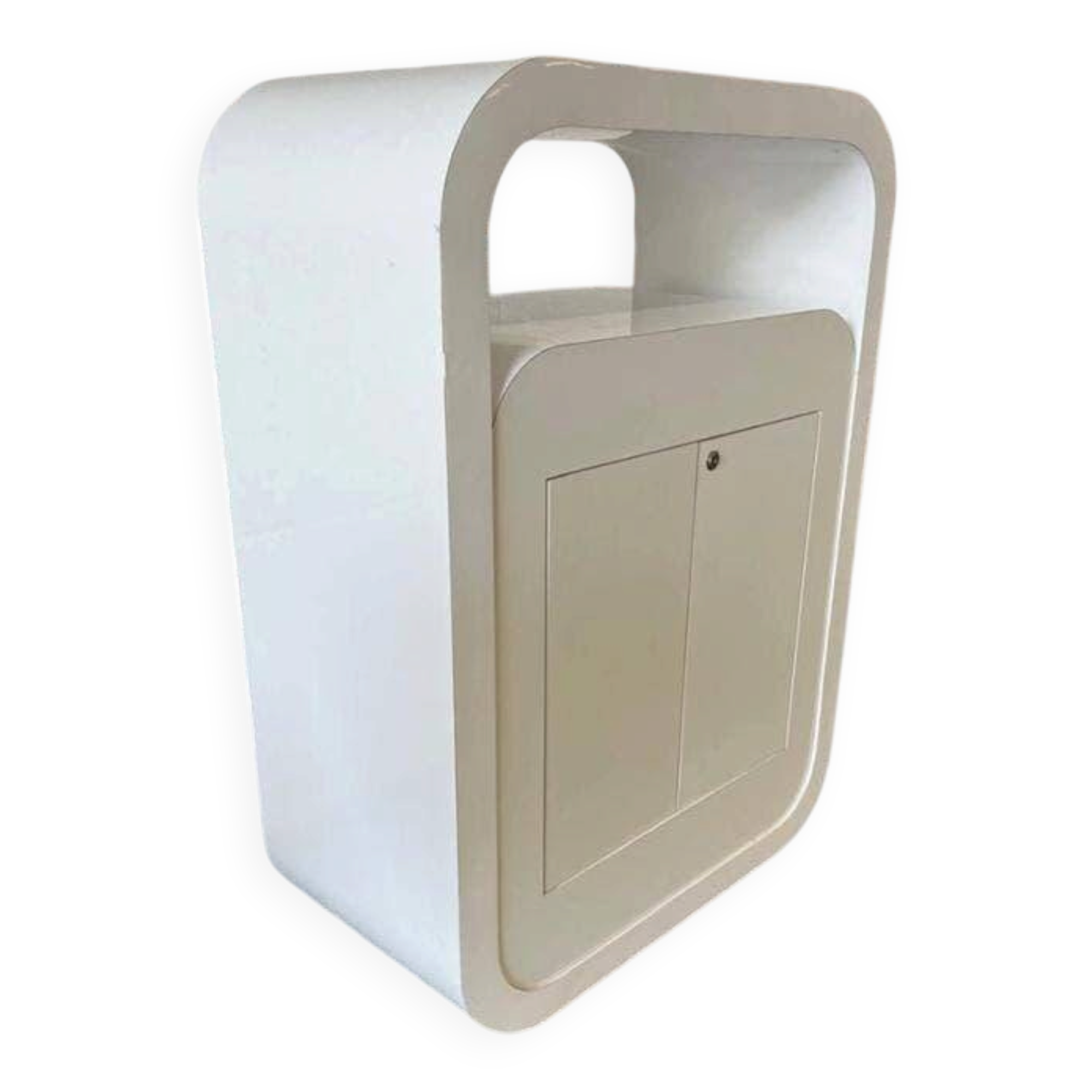 Commode vintage blanche incurvée