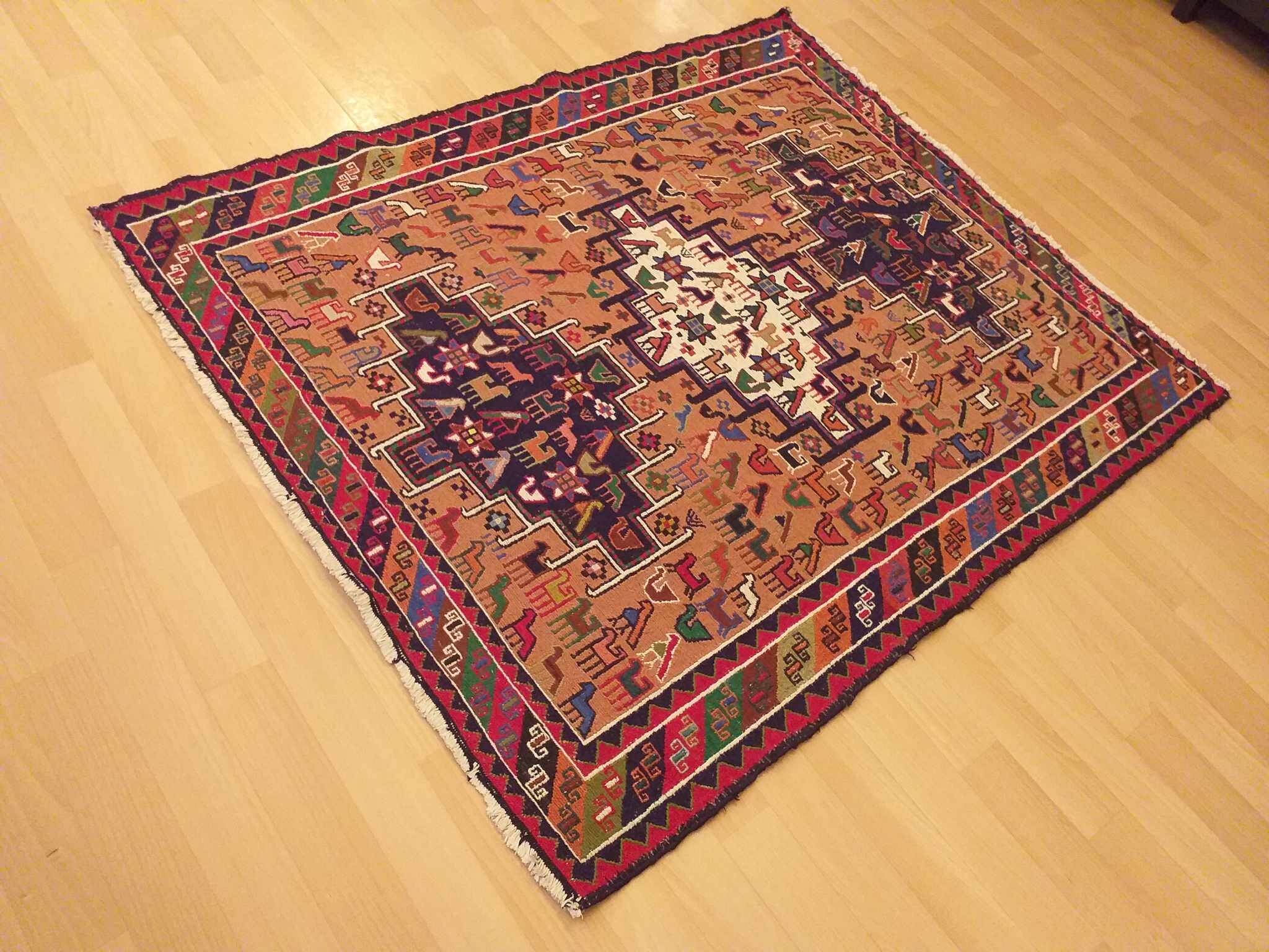 Kilim Anatolian Soumak handmade 142x118cm