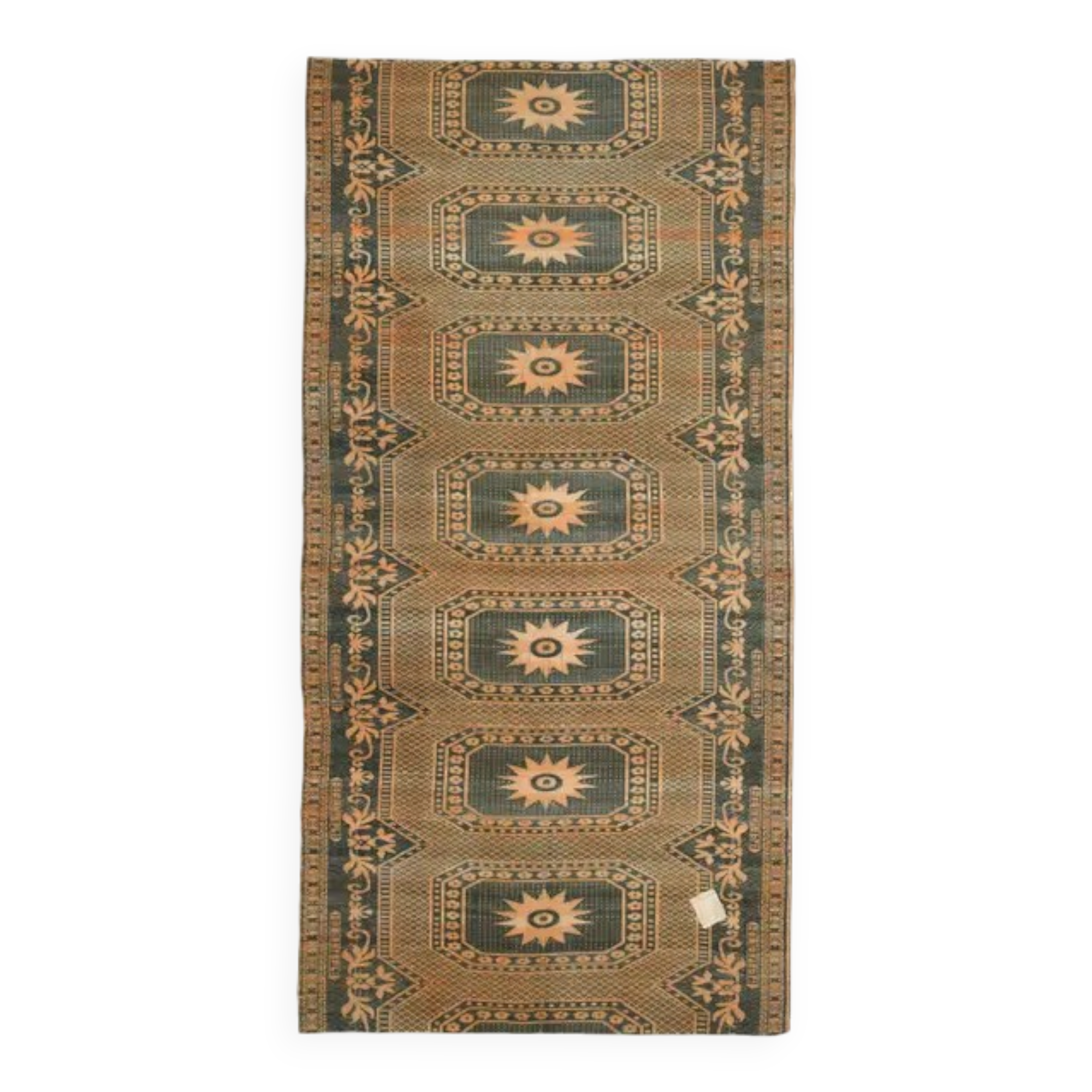 1970s Vintage Turkish Oushak Handmade Wool Cotton Orange Area Rug 170x340