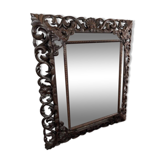 Grand miroir en bois sculpté, style baroque, xixe siècle