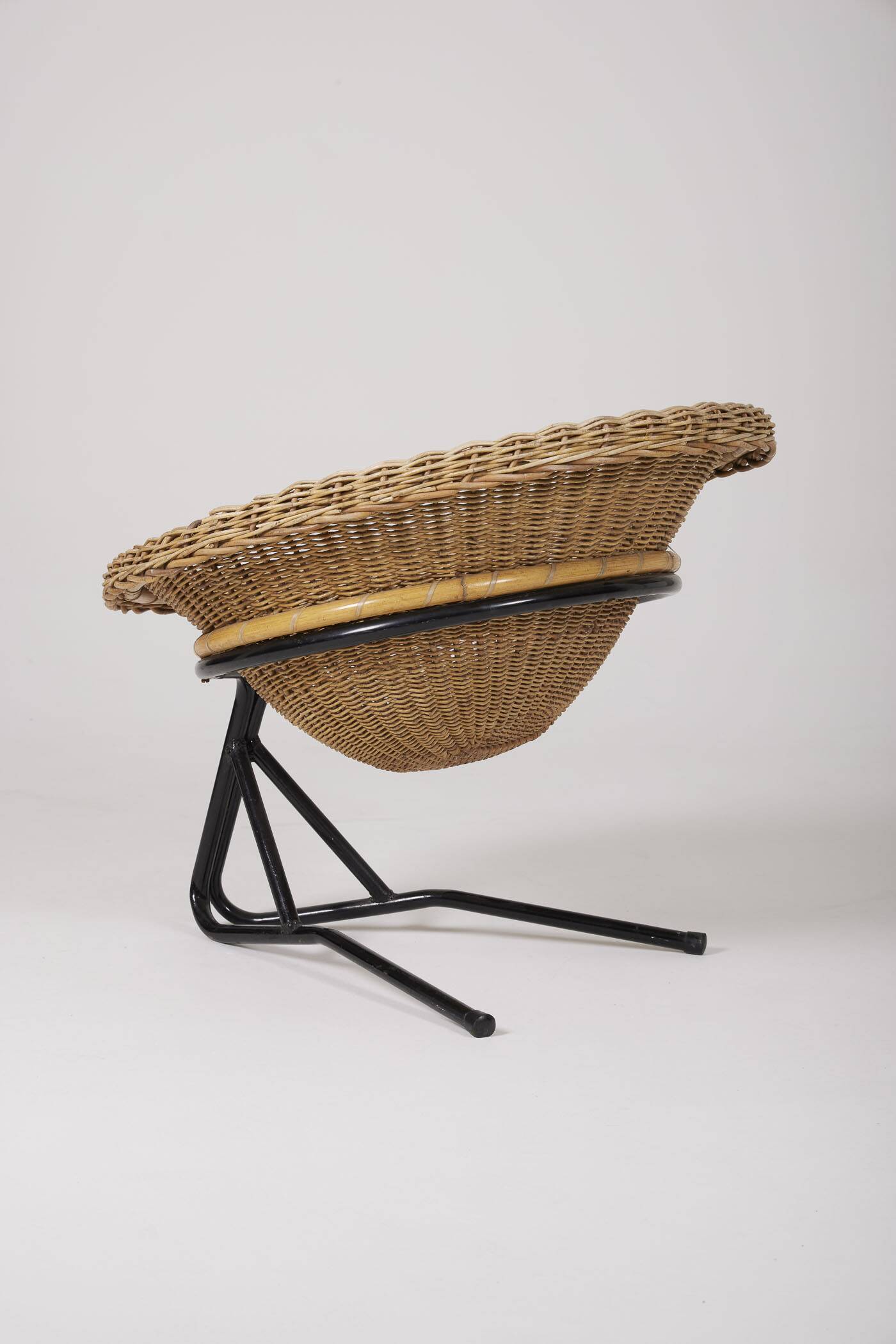 Arnold Bueno rattan and metal armchair by Mesquita