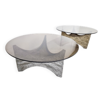 Tables basses brutalistes, lot de 2 - années 1970