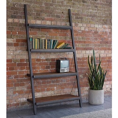 Handcrafted reclaimed wood and antiqued metal bookcase/TV unit
