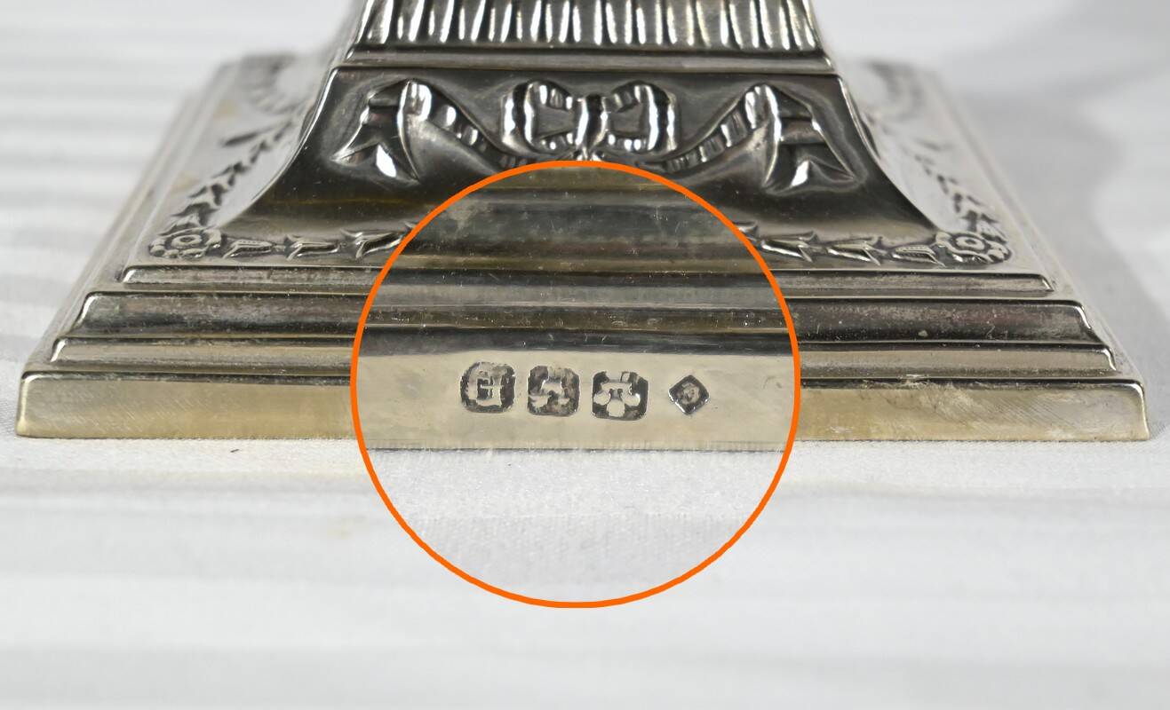 Pair of Electrified Torches in Silver Metal – Mid-19th Century