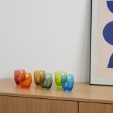 Set of colourful glasses, Italian design, 1970s, made in Italy
