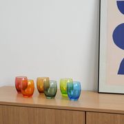 Set of colourful glasses, Italian design, 1970s, made in Italy