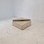 Set of Two Triangle Coffee Tables In Travertine By Up & Up, Italy 1980's