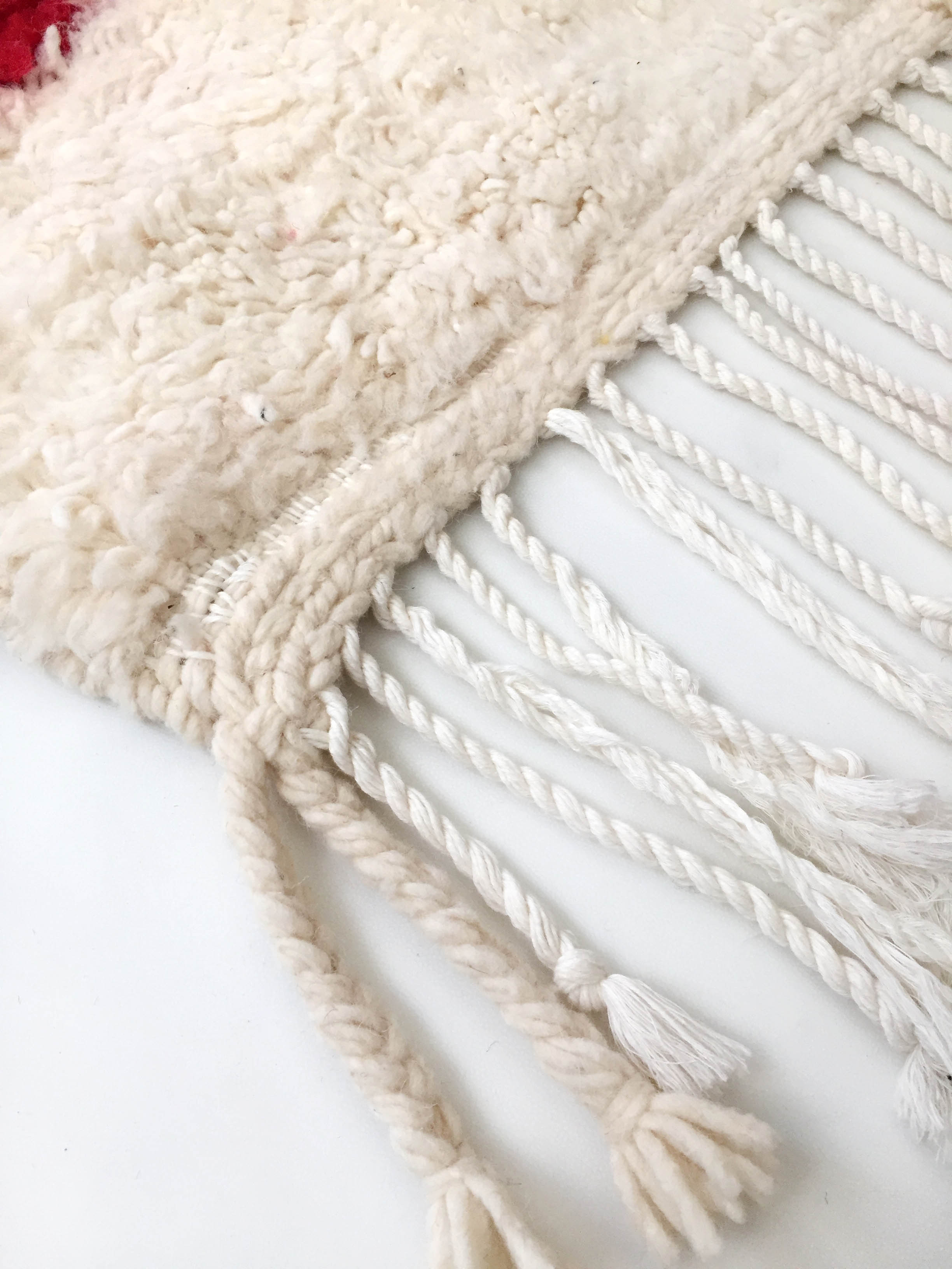 Moroccan Berber carpet blessed ouarain ecru with colorful patterns 255x156cm