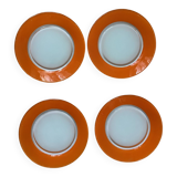 4 vintage orange Duralex plates