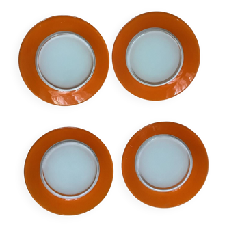 4 Assiettes Duralex orange vintage