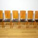 6 Vintage Light Oak Chairs, France 1960