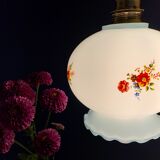 Vintage blue opaline tulip ride with flower design