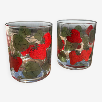 Set of 2 strawberry craft glasses