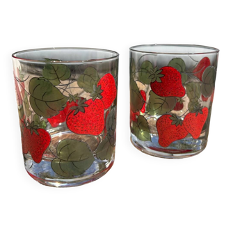 Set of 2 strawberry craft glasses