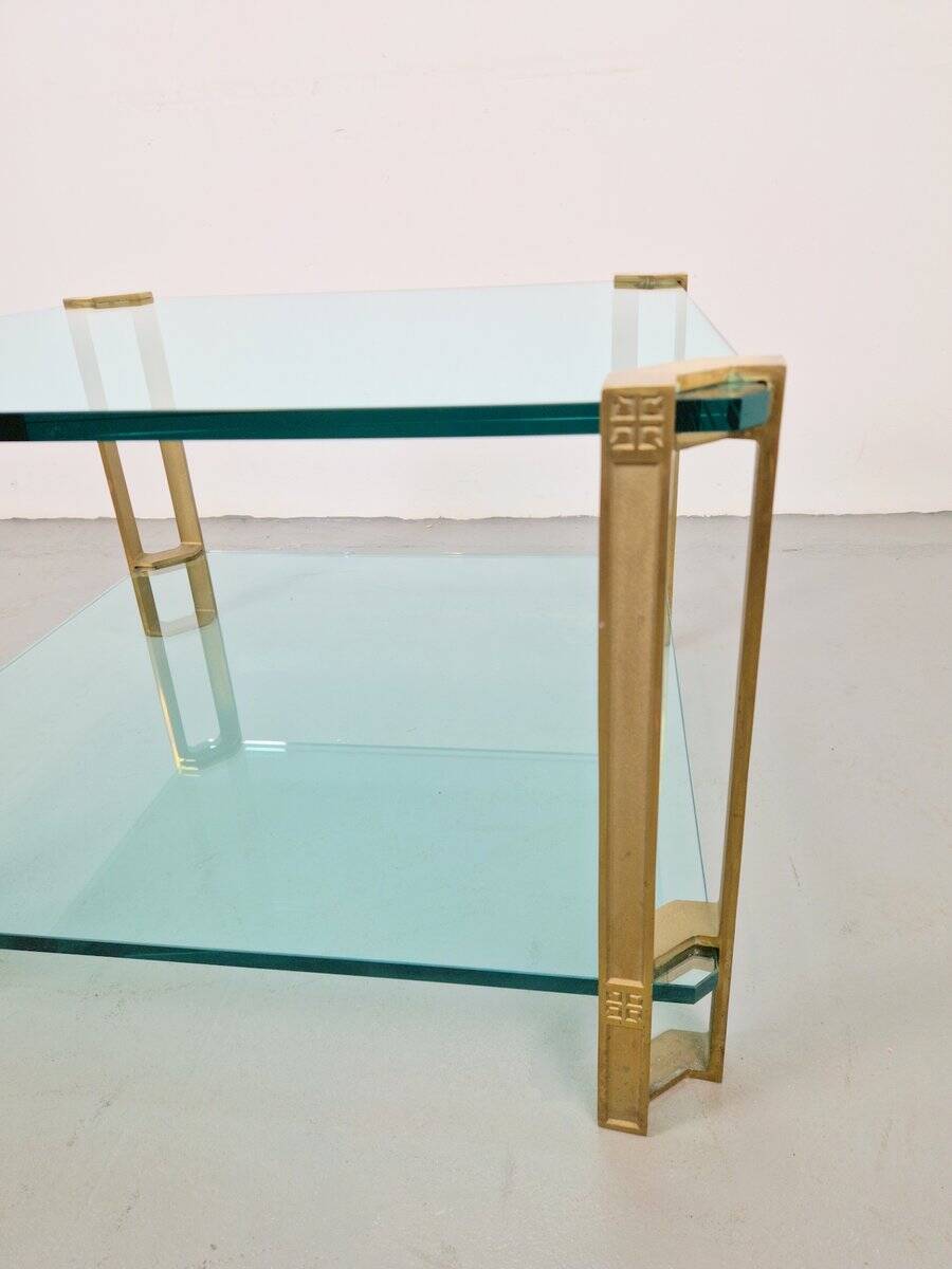Regency Model T24 Coffee Table in Brass and Glass by Peter Ghyczy, 1970s