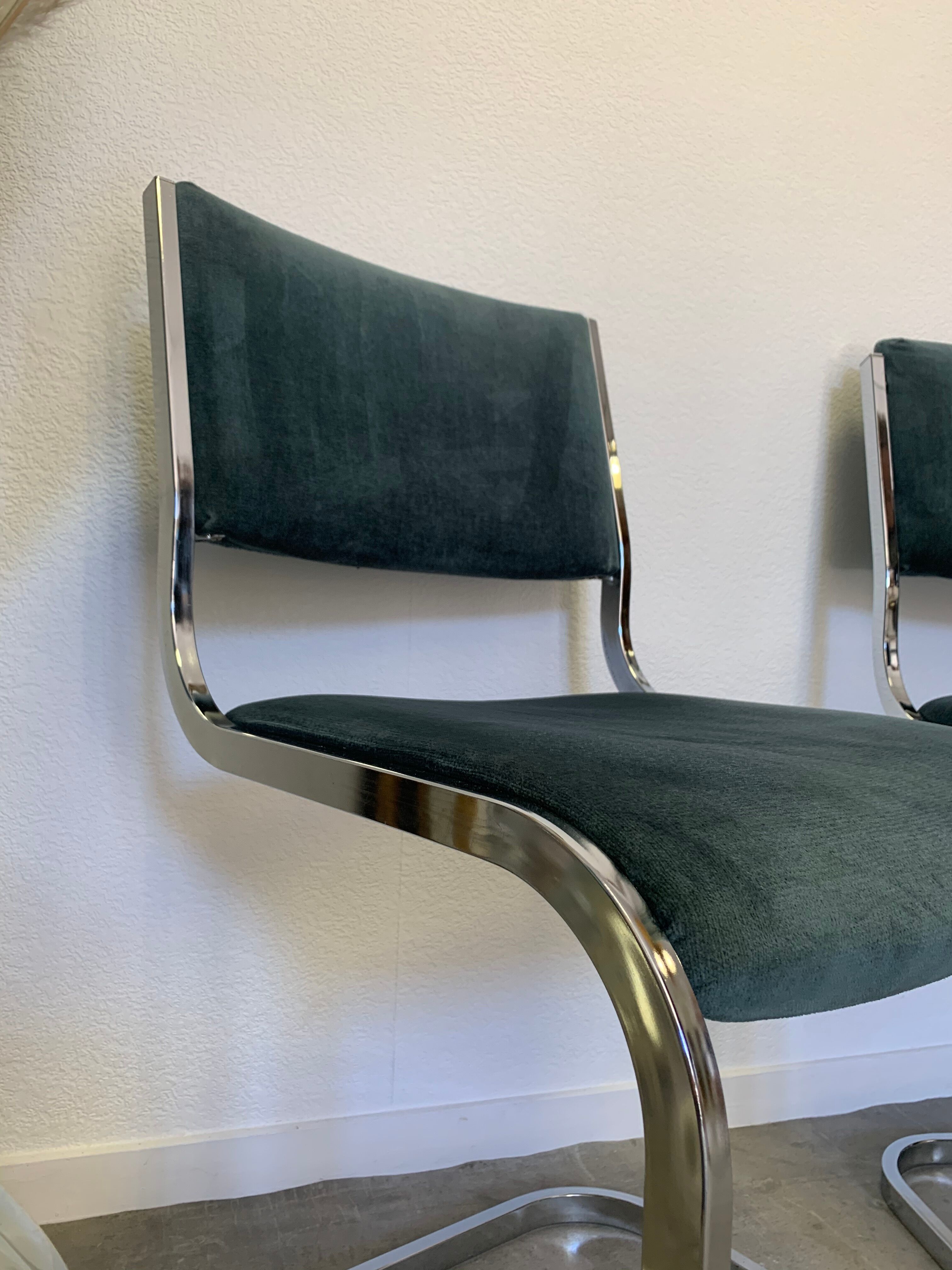 Pair of chrome blue chairs  70