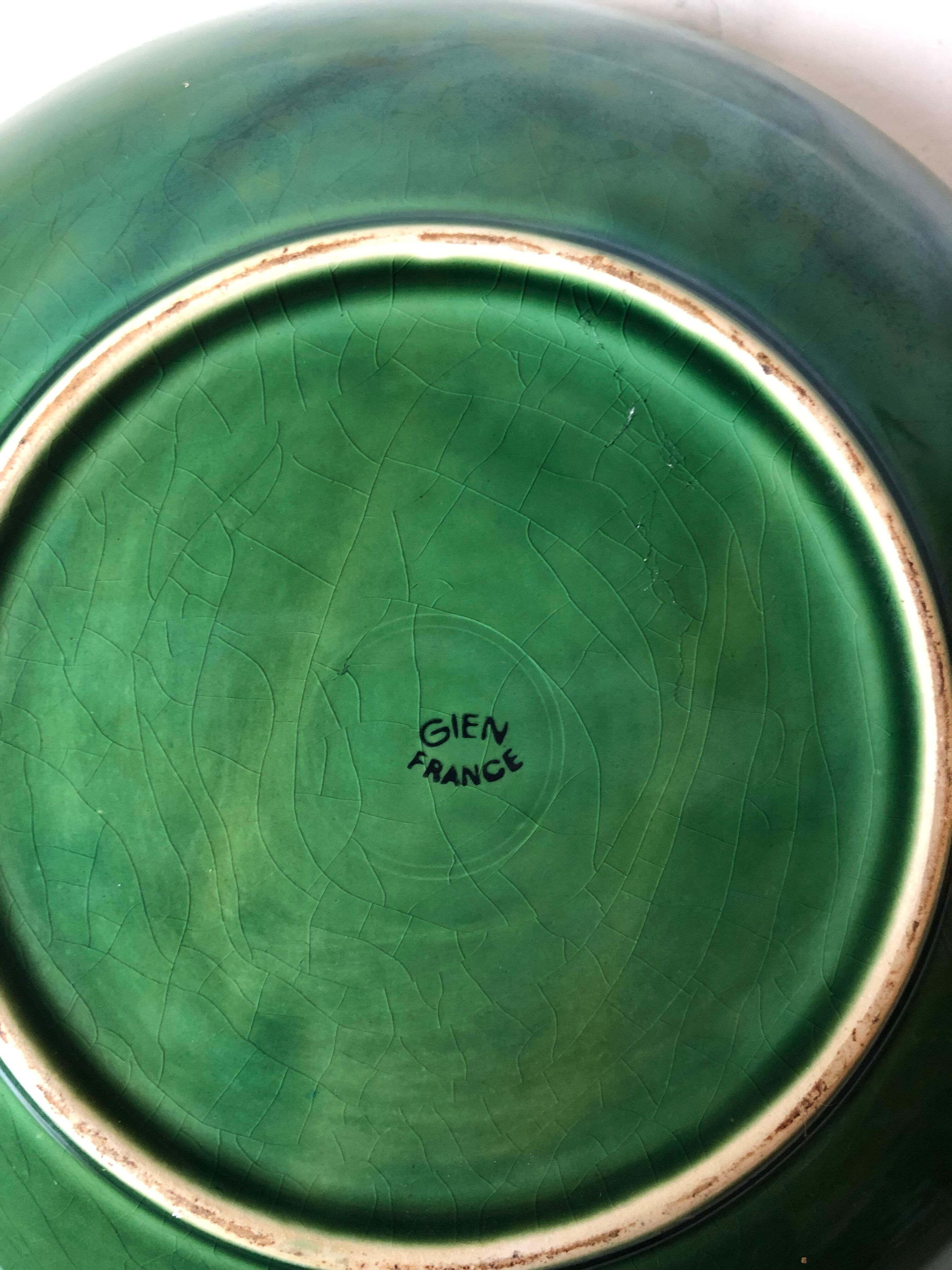 Vintage dish in green earthenware Gien