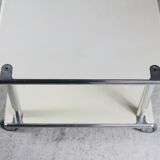 Coffee table in lacquered steel "cream", double trays, France, circa 1970