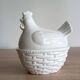 Sugar bowl with white ceramic hen decoration