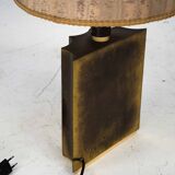 Vintage Brass Table Lamp with Fabric Shade – Original Patina. Italy 1970s