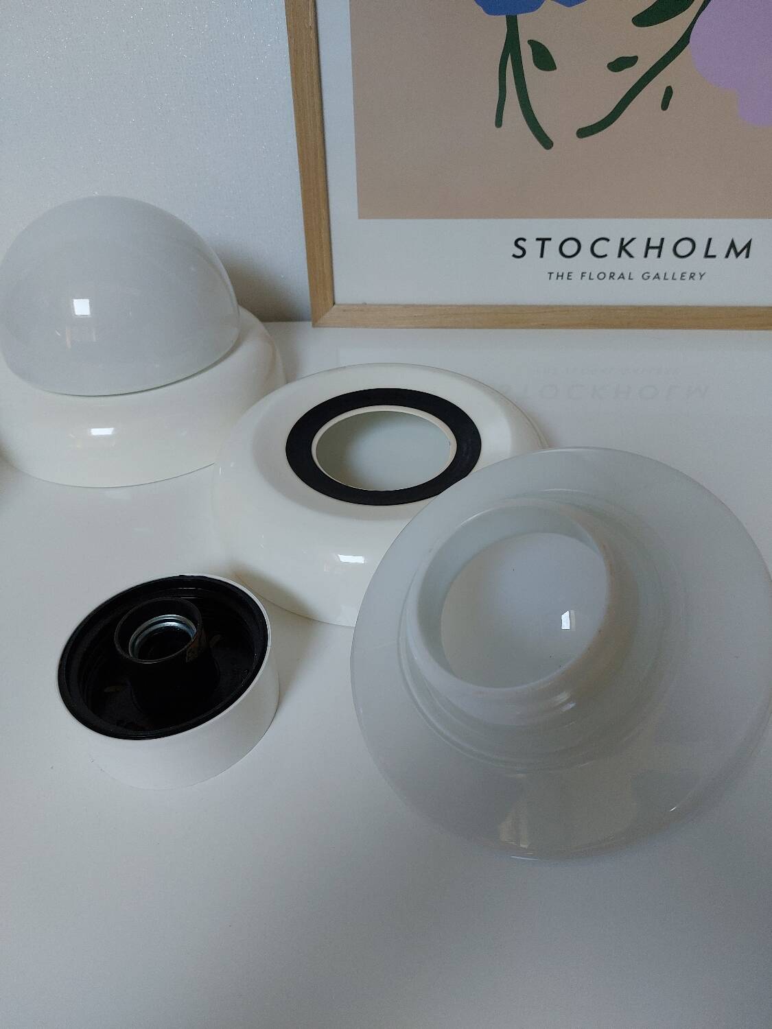 Suite of 3 space age wall lights, Austria 1970