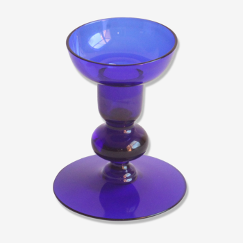 Cobalt blue scandinavian style candle stick, 1960s.