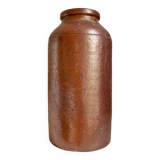 Brown glazed stoneware mustard pot