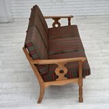 1970s, Danish 3-seater sofa, green furniture wool, oak wood.