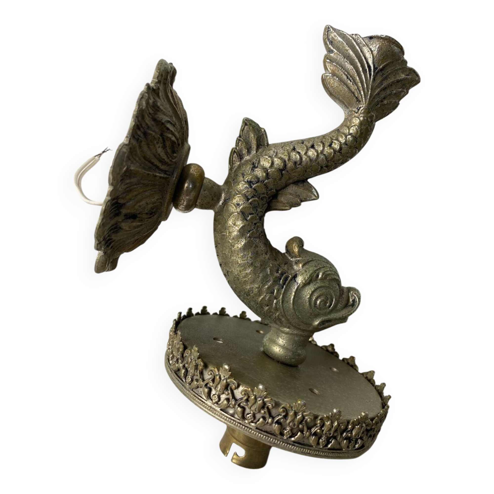 Applique poisson de style art déco en métal argenté