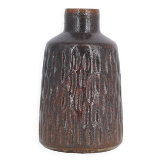 Small Mid-Century Scandinavian Modern Collectible Glazed Brown Stoneware Vase No. 25 by Gunnar Borg