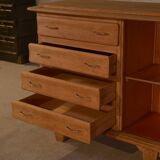 Commode en chêne 4 tiroirs 1 porte 1960's