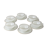 White opaline coffee service 6 cups and 6 under cups - Arcopal