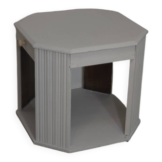 Table basse, bout de canapé Art Déco repeinte en gris &quot;orage&quot;