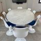 Oval Knoll Saarinen table in Carrara marble + 8 original Tulip chairs
