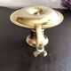 Hand candle holder called "Cave Rat" vintage golden brass