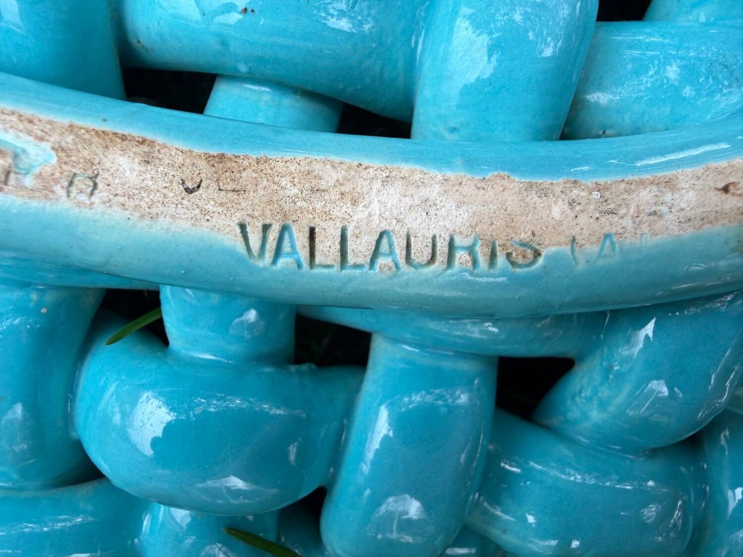 Turquoise ceramic bowl by Jérôme Massier 1950