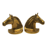 Vintage Brass Horse Head Bookends Pair – French Cast Brass Equestrian Decor