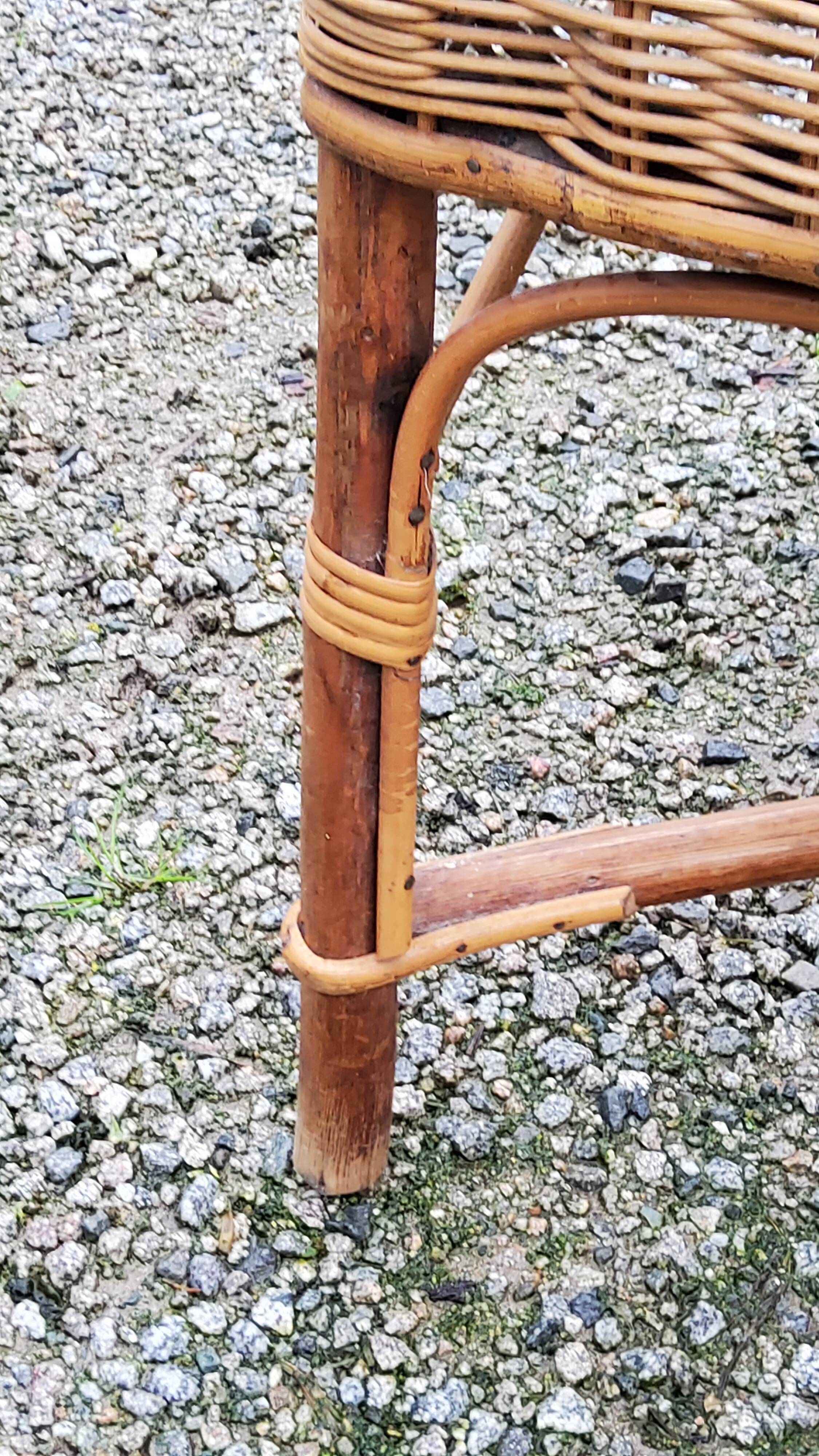 Rattan and wicker armchair from the 50s