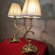 pair of chiselled bronze lamps, bedside, bedroom, new lampshade 38x15, electric ok