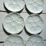 6 oyster plates in white Limoges porcelain