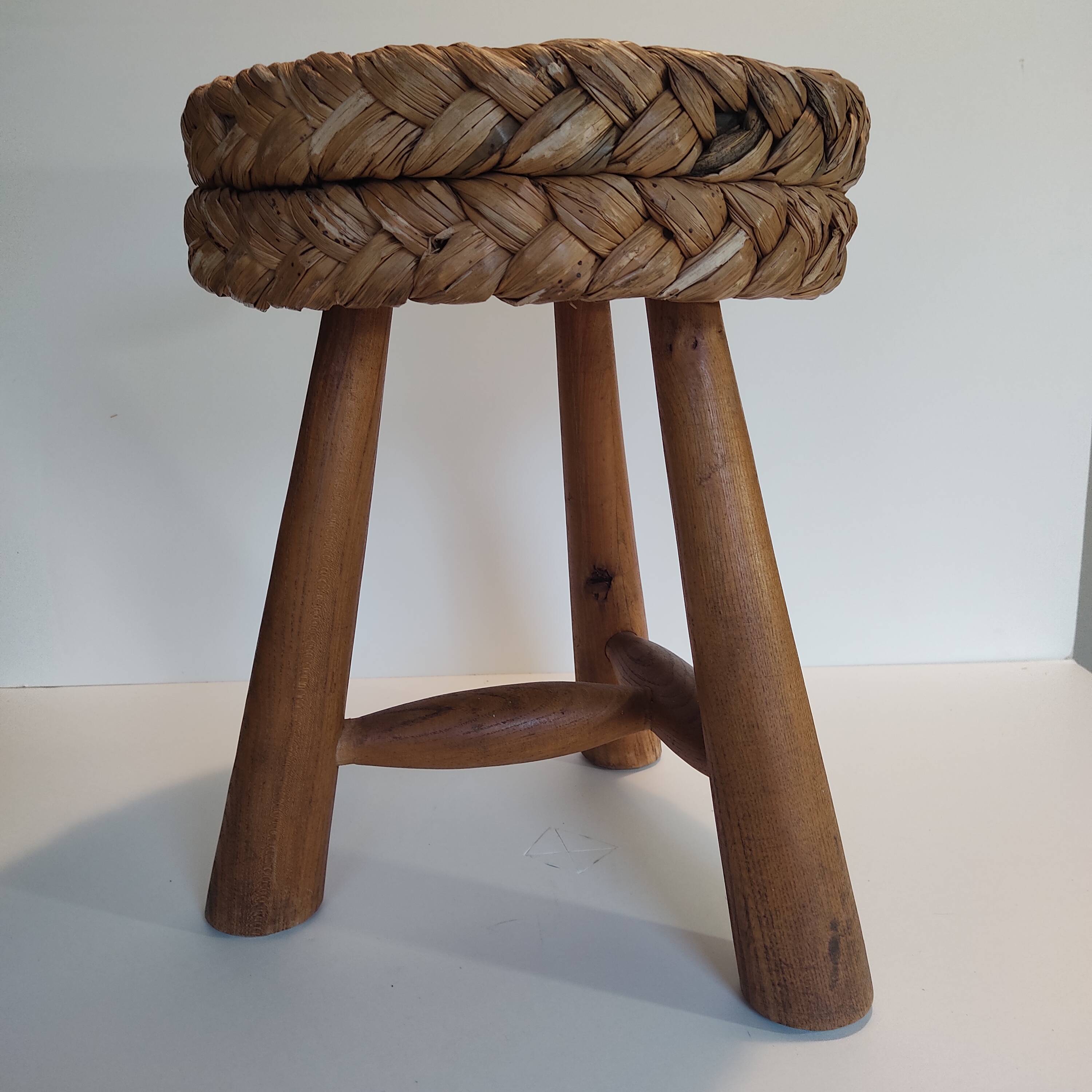 Tabouret bois rafia