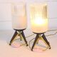 Paire lampes de chevet, Laiton, Teak, Verre de Venise, Italie, 1950