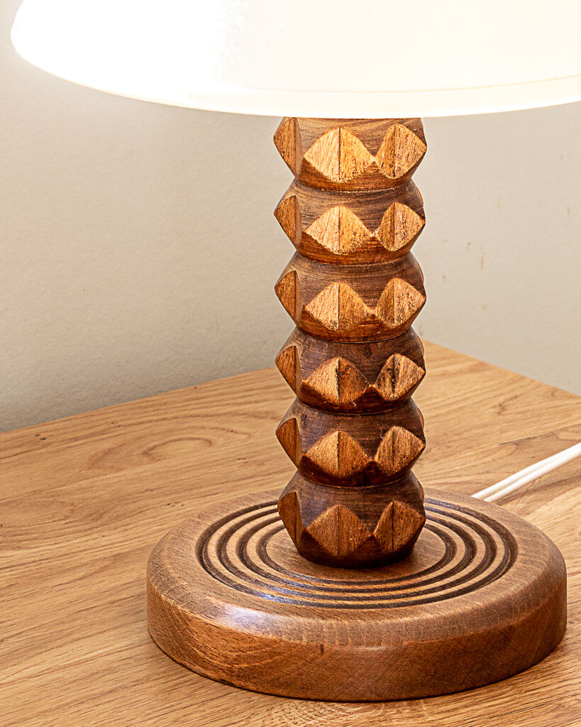 Lamp base in oak or walnut wood, 60s