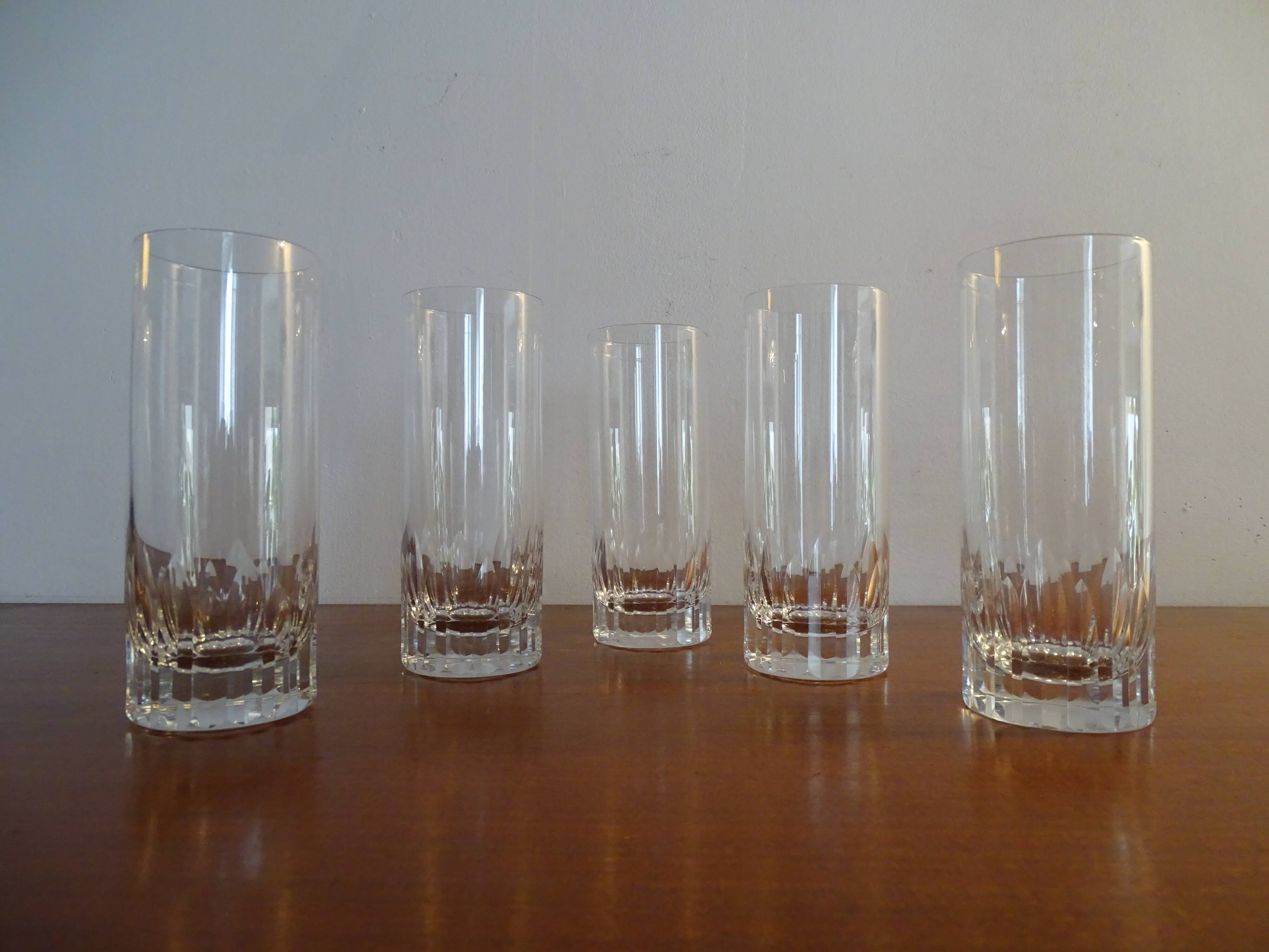 5 old baccarat crystal orangeade glasses, cassino model - 15.5 cm
