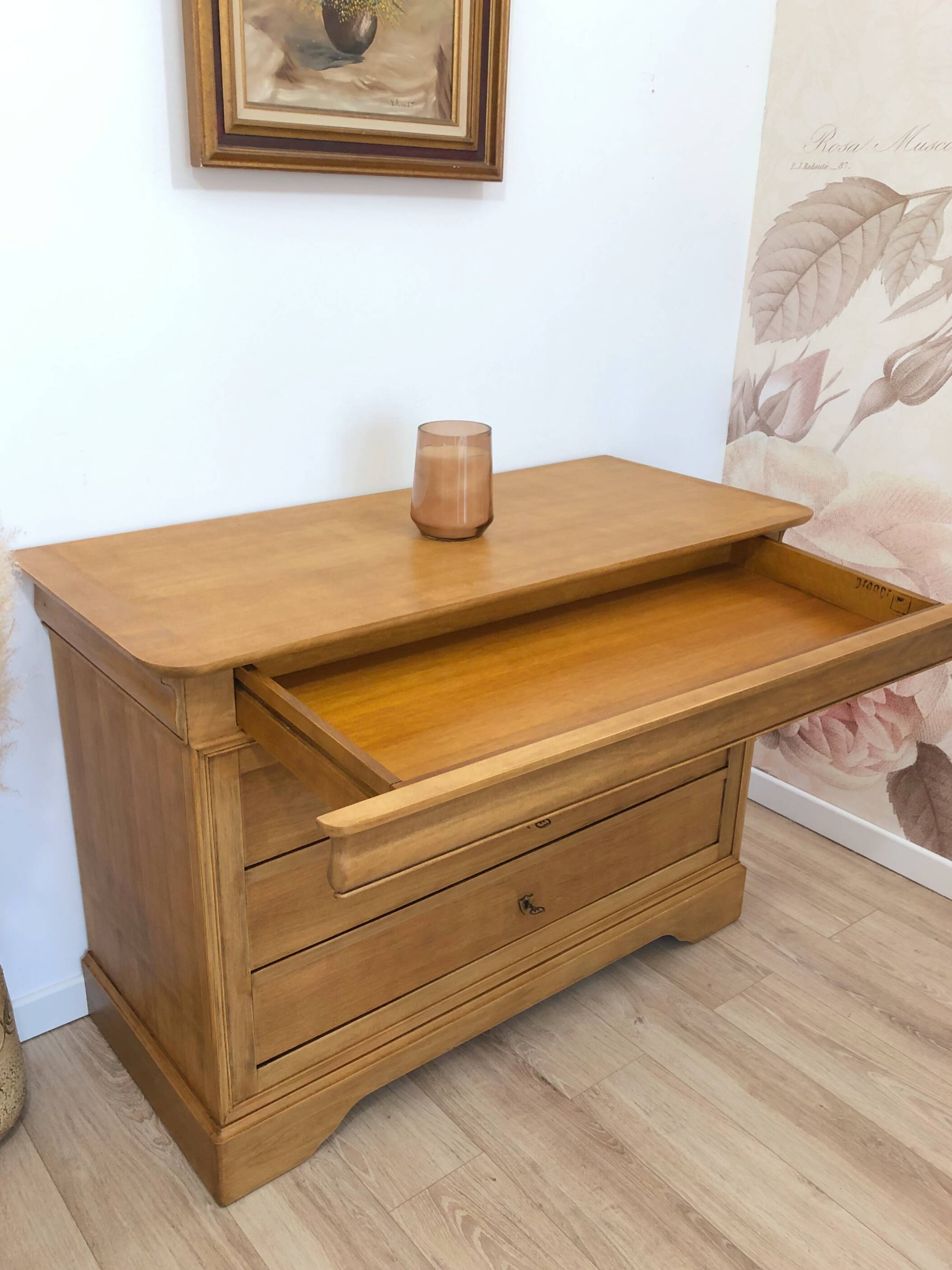 Louis Philippe style chest of drawers in solid cherry wood