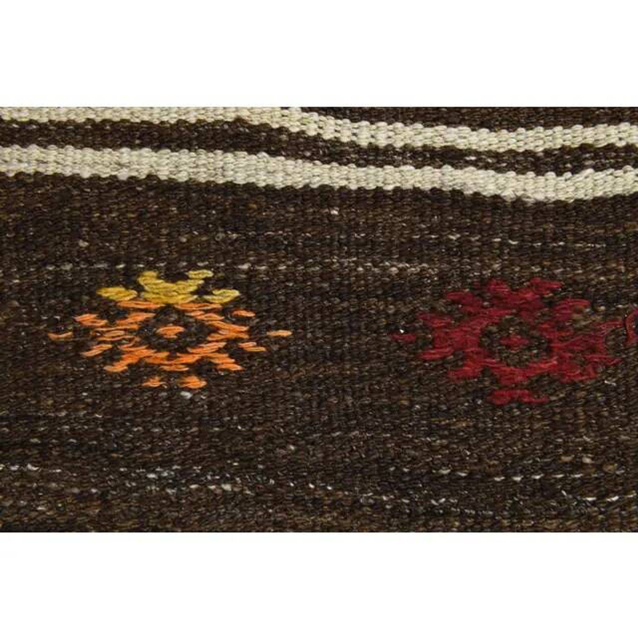 1970s Vintage Turkish Oushak Handmade Wool Cotton Brown Runner Rug 73x207