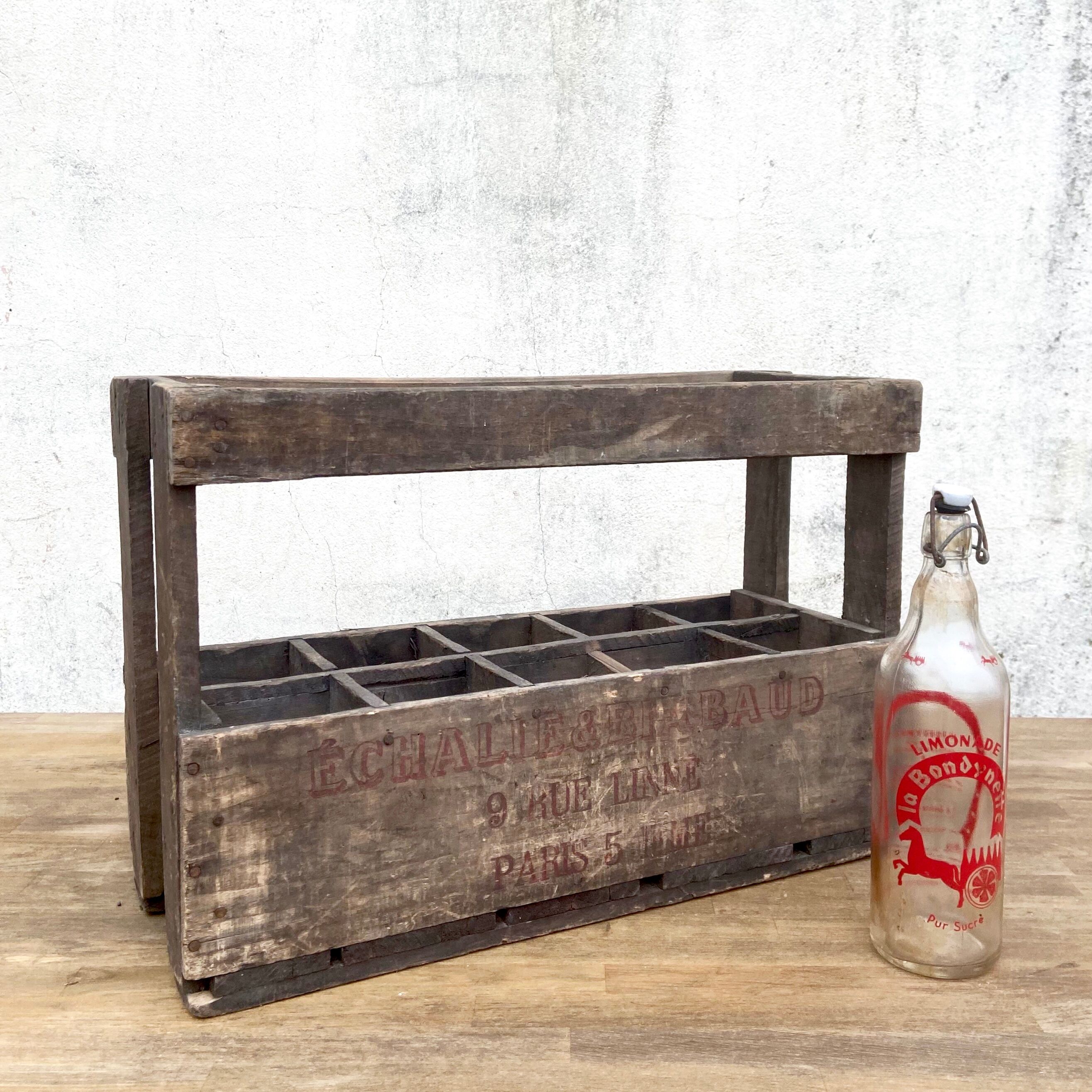 Casier en bois vintage pour 10 bouteilles